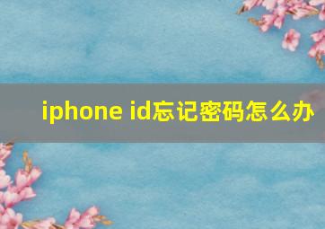 iphone id忘记密码怎么办